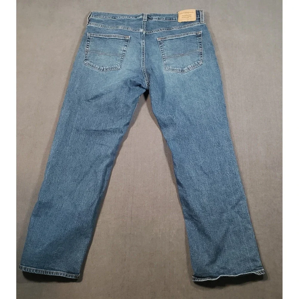 Levi Strauss Signature Relaxed Jeans Mens 36x30 Blue Medium Wash Denim